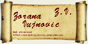Zorana Vujnović vizit kartica